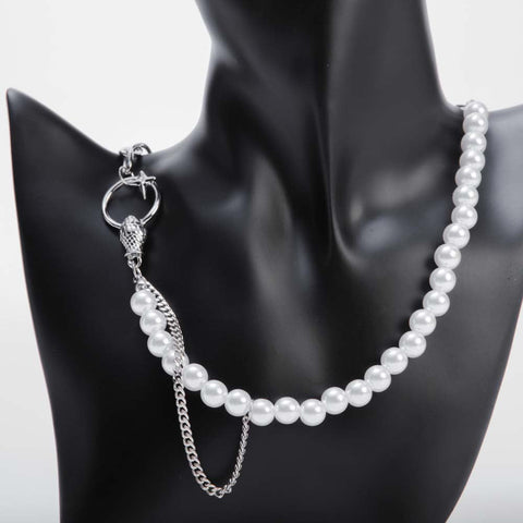 Silver pearl chain necklace for women's accessories by Bentati Fashion Dubai