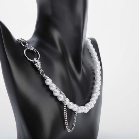 Silver pearl chain necklace for women's accessories by Bentati Fashion Dubai