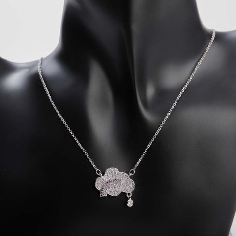 Silver rainbow cloud necklace for women's accessories by Bentati Fashion Dubai