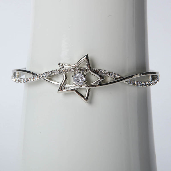 Silver Star Bangle With Crystal