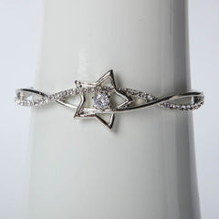 Silver star bangle with crystal stones for women's accessories by Bentati Fashion Dubai