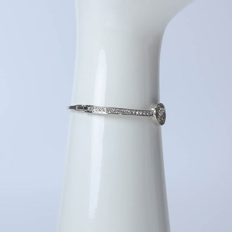Silver swan bangle with crystal stones for women's accessories by Bentati Fashion Dubai